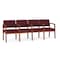 Lesro Lenox Wood 4 Seat Tandem Seating Wood Frame, Cherry, OH Wine Upholstery LW4103 - alternate 1